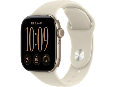 APPLE Watch Series 12 GPS 42, 2026 Smartwatch Aluminium Fluorelastomer, 150-200 mm, Lichtgold