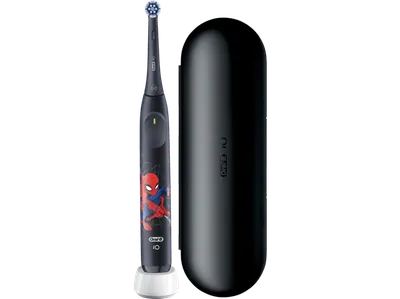 ORAL-B iO Kids 6+ Marvel Spiderman, Reise-Etui, Musik-Timer und 3 Modi, Elektrische Zahnbürste Schwarz, Reinigungstechnologie: Mikrovibrationen