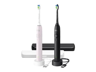 PHILIPS Sonicare 3100 HX4072/42 Elektrische Zahnbürste Schwarz, Hellrosa, Reinigungstechnologie: Schalltechnologie
