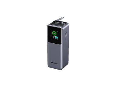 UGREEN Powerbank mit einziehbarem USB-C Kabel, 165W, 20000 mAh Grau