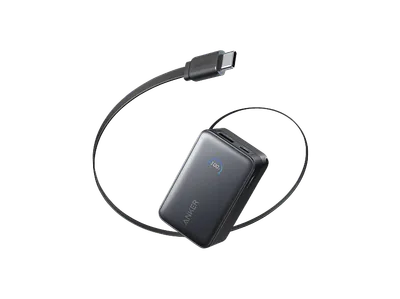 ANKER Nano (10K, 45W, Integriertes herausziehbares USB-C Kabel) Powerbank 10000 mAh Black