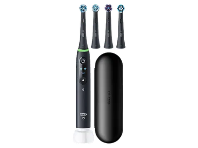 ORAL-B iO6 Geschenk-Edition, 4 Aufsteckbürsten, Reiseetui, Elektrische Zahnbürste Schwarz, Reinigungstechnologie: Mikrovibrationen