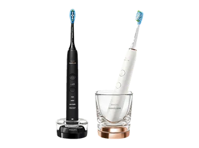PHILIPS Sonicare HX9914/57 DiamondClean 9000 Doppelpack Elektrische Zahnbürste Schwarz/Rose Gold, Reinigungstechnologie: Schalltechnologie