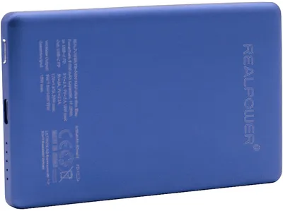 REALPOWER PB-5000 MAG Ultra Slim Powerbank 5000 mAh Schwarz/Blau