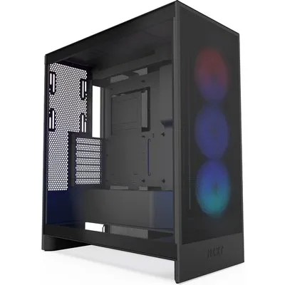 NZXT H7 Flow Black RGB (2024) Midi Tower ATX Gaming Gehäuse schwarz mit Glasfenster