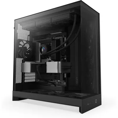 NZXT H9 Flow (2025) All Black Midi Tower ATX Gaming Gehäuse schwarz mit Glasfenster