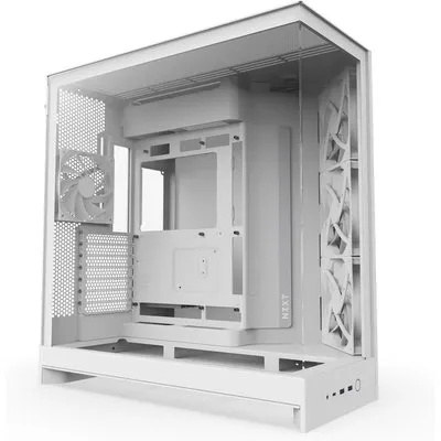 NZXT H9 Flow (2025) All White Midi Tower ATX Gaming Gehäuse weiß mit Glasfenster
