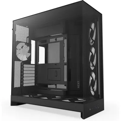 NZXT H9 Flow RGB+ (2025) All Black Midi Tower ATX Gaming Gehäuse schwarz mit Glasfenster