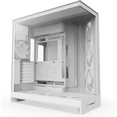 NZXT H9 Flow RGB+ (2025) All White Midi Tower ATX Gaming Gehäuse weiß mit Glasfenster