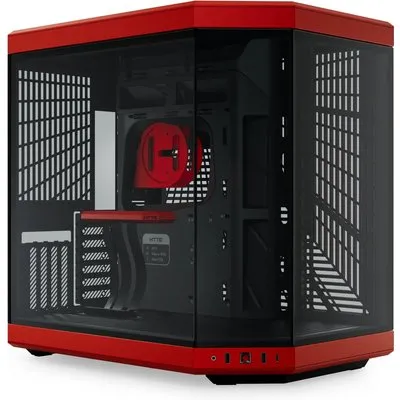 HYTE Y70 Zweikammer ATX Midi Tower Gaming Gehäuse Rot mit Glasfenster