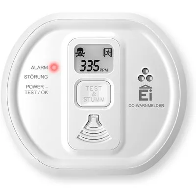 Ei Electronics Ei208D Kohlenmonoxidmelder, CO-Melder mit LCD-Display und Batterie für 10 Jahre, Stand-alone-Gerät, weiß
