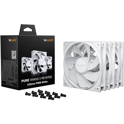 be quiet! Lüfter Pure Wings 3 Reverse PWM Weiß Triple Pack - 120mm Gehäuselüfter