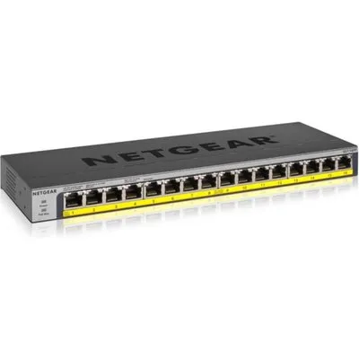 NETGEAR GS116PP PoE Switch 16 Port Gigabit Ethernet LAN Switch mit 16x PoE+ 183W (Plug-and-Play Netzwerk Switch PoE 16 Ports, lüfterlos, 19 Zoll Rack-Montage), Schwarz
