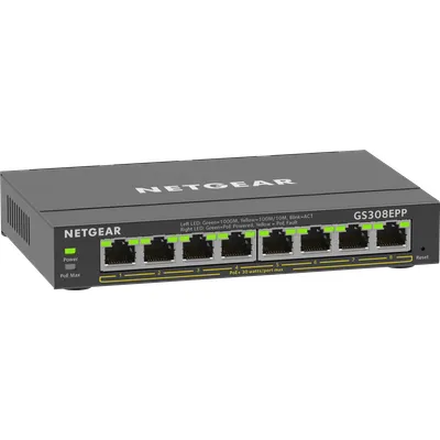 NETGEAR GS308EPP PoE Switch 8 Port Gigabit Ethernet LAN Switch PoE+ 123W Plus (Managed Netzwerk Switch PoE mit IGMP Snooping, QoS, VLAN, lüfterloses Metallgehäuse)
