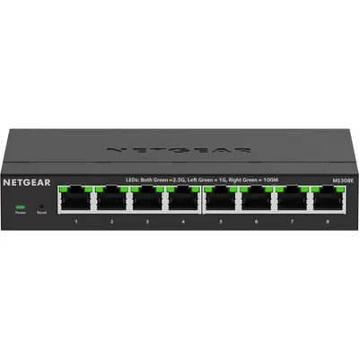 NETGEAR 8-Port Multi-Gigabit Ethernet Plus Switch (MS308E) – Managed, mit 8 x 1G/2,5G, Desktop- oder Wandbefestigung und eingeschränktem Schutz über 5 Jahre