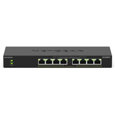NETGEAR 8-Port PoE Gigabit Ethernet Unmanaged Essentials Switch (GS308LP): mit 8 x PoE+ bei 60 W, erweiterbar, Desktop-, Wand- oder Rack-Befestigung