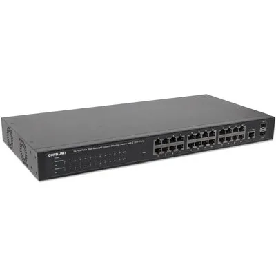 Intellinet 24-Port Gigabit Ethernet PoE+ Web-Managed Switch mit 2 SFP-Ports