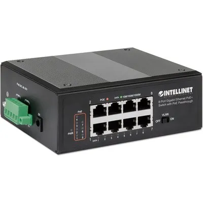 Intellinet PoE-Powered 8-Port PoE+ Gigabit Industrie-Switch mit PoE-Passthrough