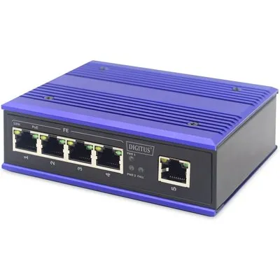 DIGITUS Fast Ethernet Industrieller 4x Port Switch + 1x Uplink Port