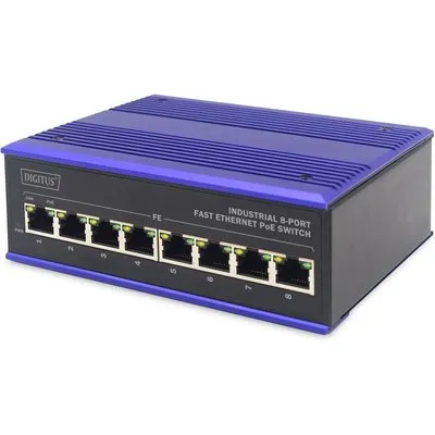 DIGITUS Fast Ethernet PoE Industrieller 8x Port Switch