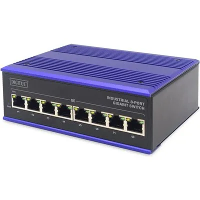 DIGITUS TX Ethernet Gigabit Industrieller 8x Port Switch