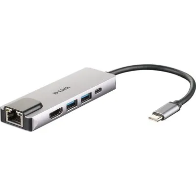 D-Link DUB-M520 5-In-1 USB-C Hub mit HDMI/Ethernet und USB-C Ladeanschluss