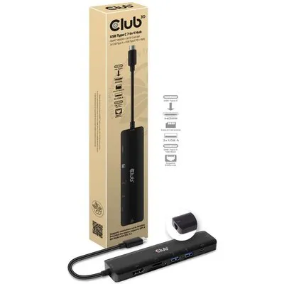 Club 3D USB-C 3.2 7in1 Hub HDMI 4K60HZ mit SD TF Card Slot + RJ45