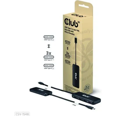 Club 3D USB Type-C 4-Port 10G Daten-Hub mit PD3.0 Ladefunktion