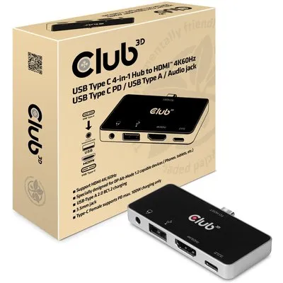 Club 3D CSV-1591 USB-C® 4-in-1 Hub / HDMI™ 4K60Hz USB-C® PD / USB A / Audio Jack