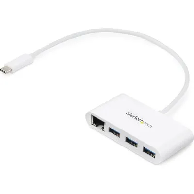StarTech.com 3-Port USB 3.0 Hub 3x USB-A USB 3.2 Gen 1 (3.1 Gen 1), Gigabit Ethernet