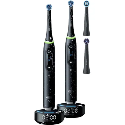 Oral-B iO 10 Schwarz und Schwarz Doppelpack + 4 Aufsteckbürsten
