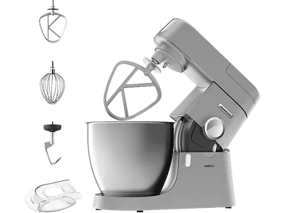 KENWOOD Chef XL KVL4100S mit planetarischem Rührsystem, Impulsstufe, Patisserie-Set, Küchenmaschine Silber (Rührschüsselkapazität: 6,7 l, 1200 Watt)