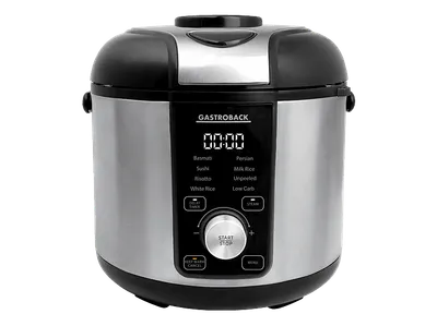 GASTROBACK 42519 RiceControl low carb & steam Reiskocher Silber/Schwarz (500 Watt, 3 l)