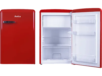 AMICA KS 15610 R Retro Edition Kühlschrank (108 l, E, 875 mm hoch, Rot)