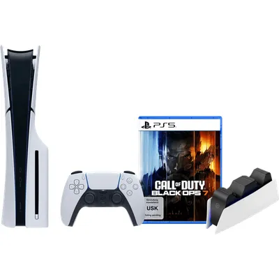 PlayStation 5 Slim mit Laufwerk + Call of Duty: Black Ops 7 + Ladestation