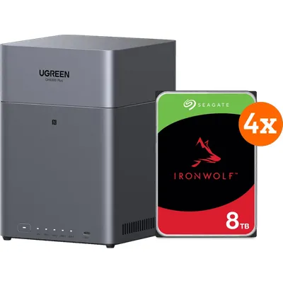 UGREEN NASync DH4300 Plus + Seagate Ironwolf 8 TB 4er-Pack