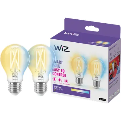 WiZ Filamentlampe Doppelpack - Warmes bis kaltweißes Licht - E27