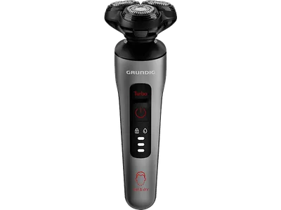 GRUNDIG MS 8130 Rasierer ProClub™ Dunkles Mattchrom/Rot (Beweglich gelagerte rotierende Scherköpfe)