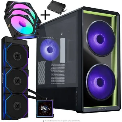 Lian Li LANCOOL 217 INF PC-Gehäuse Bundle schwarz mit HydroShift II LCD-S AIO & 3x UNI FAN SL-INF Lüftern