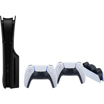 PlayStation 5 Slim mit Laufwerk + Schwarze Covers + Zusätzlicher Controller Weiß + Ladestation