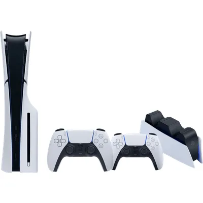 PlayStation 5 Slim mit Laufwerk + Zusätzlicher Controller Weiß + Ladestation