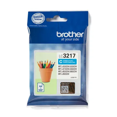 Brother LC-3217C Tintenpatrone Cyan für 550 Seiten Kompatibilität: MFC-J5330DW // MFC-J5335DW // MFC-J5730DW // MFC-J5930DW // MFC-J6530DW // MFC-J693