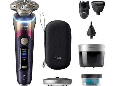 PHILIPS XP9407/37 i9000 Prestige Ultra, Nass- & Trocken Elektrorasierer Schwarz (Dreifach-Lift Cut-System, NanoTech Dual Precision-Klingen, Reinigungsstation: Ja)