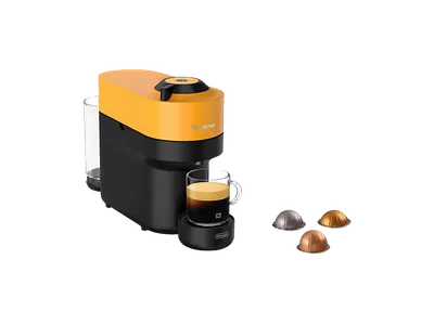DELONGHI Nespresso Vertuo Pop ENV90.Y, 4 Tassengrößen, platzsparendes Design, einfache Bedienung, Kapselmaschine Gelb