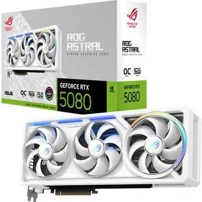 ASUS ROG ASTRAL GeForce RTX 5080 White OC ROG-ASTRAL-RTX5080-O16G-WHITE Grafikkarte 16GB GDDR7, 2xHDMI, 3xDP
