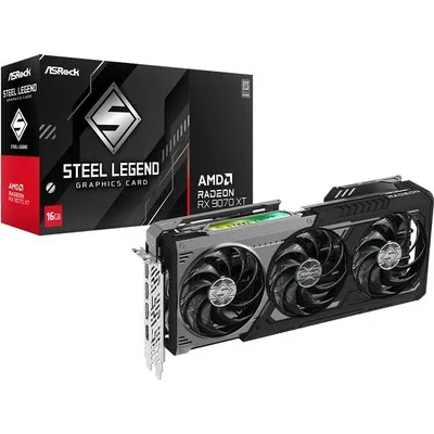 ASROCK Radeon RX 9070 XT Steel Legend Dark Grafikkarte 16GB GDDR6 1x HDMI 3x DP