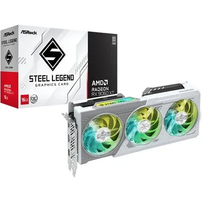 ASROCK Radeon RX 9060 XT Steel Legend OC Grafikkarte 16GB GDDR6 1x HDMI 2x DP