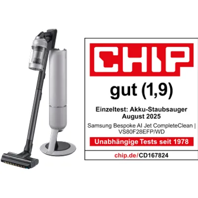 Samsung Bespoke AI Jet CompleteClean mit All-in-One Clean Station, 770 W Motorleistung, Pebble Grau