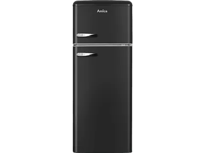 AMICA KGC 15637 MS Retro Edition Kühlgefrierkombination (E, 206 l, 1440 mm hoch, Matt-Schwarz)