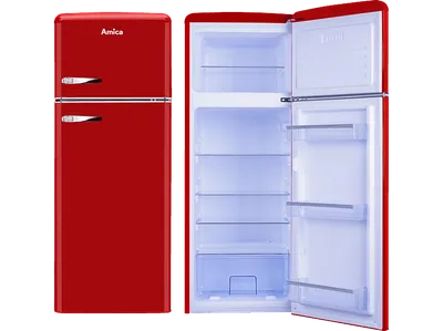 AMICA KGC 15630 R Retro Edition Kühlgefrierkombination (E, 206 l, 1440 mm hoch, Rot)